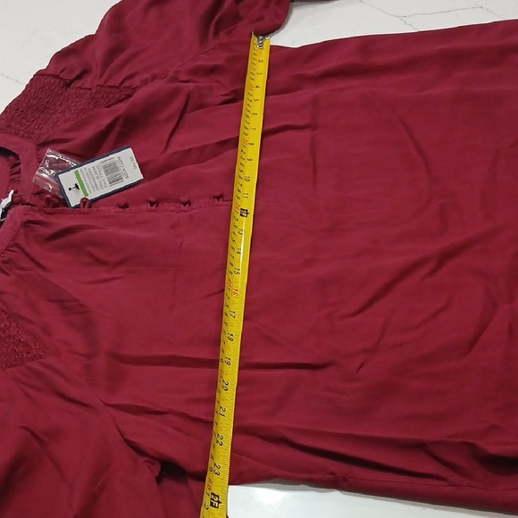 Crown & Ivy Rich Cranberry Red Blouse Sz 1x Long Sleeve New With Tag - Picture 7 of 9